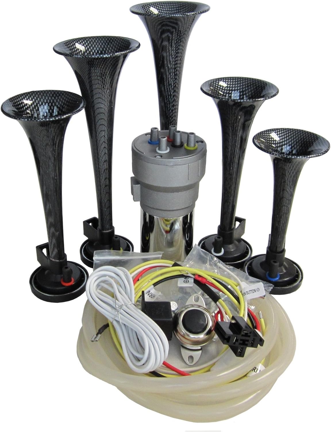 OEMLINK International LTD Dixie Air Horn Carbon Fiber Look - Dixieland Premium Full 12 Note Version with Installation Wire Kit and Button