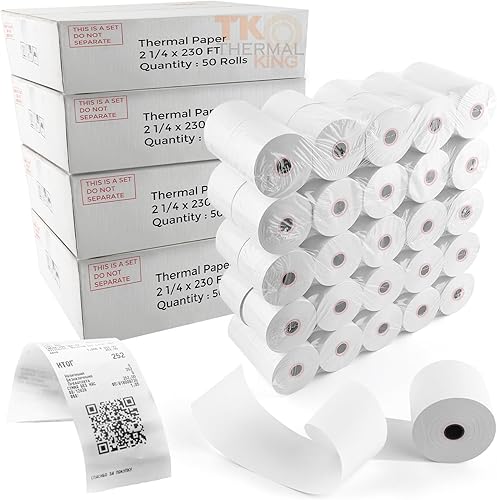 Miniatura 30 de (10 rollos) Papel térmico de 2 1/4" x 165', papel de recibo POS para caja registradora de negocio minorista, se adapta a la mayoría de terminales