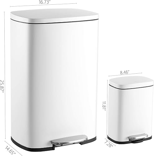 Miniatura 6 de happimess HPM1006C Pedal de acero abierto y tapa de cierre suave, mini cubo de basura para el hogar, oficina, cocina, grande, 12.98 galones, pequeño