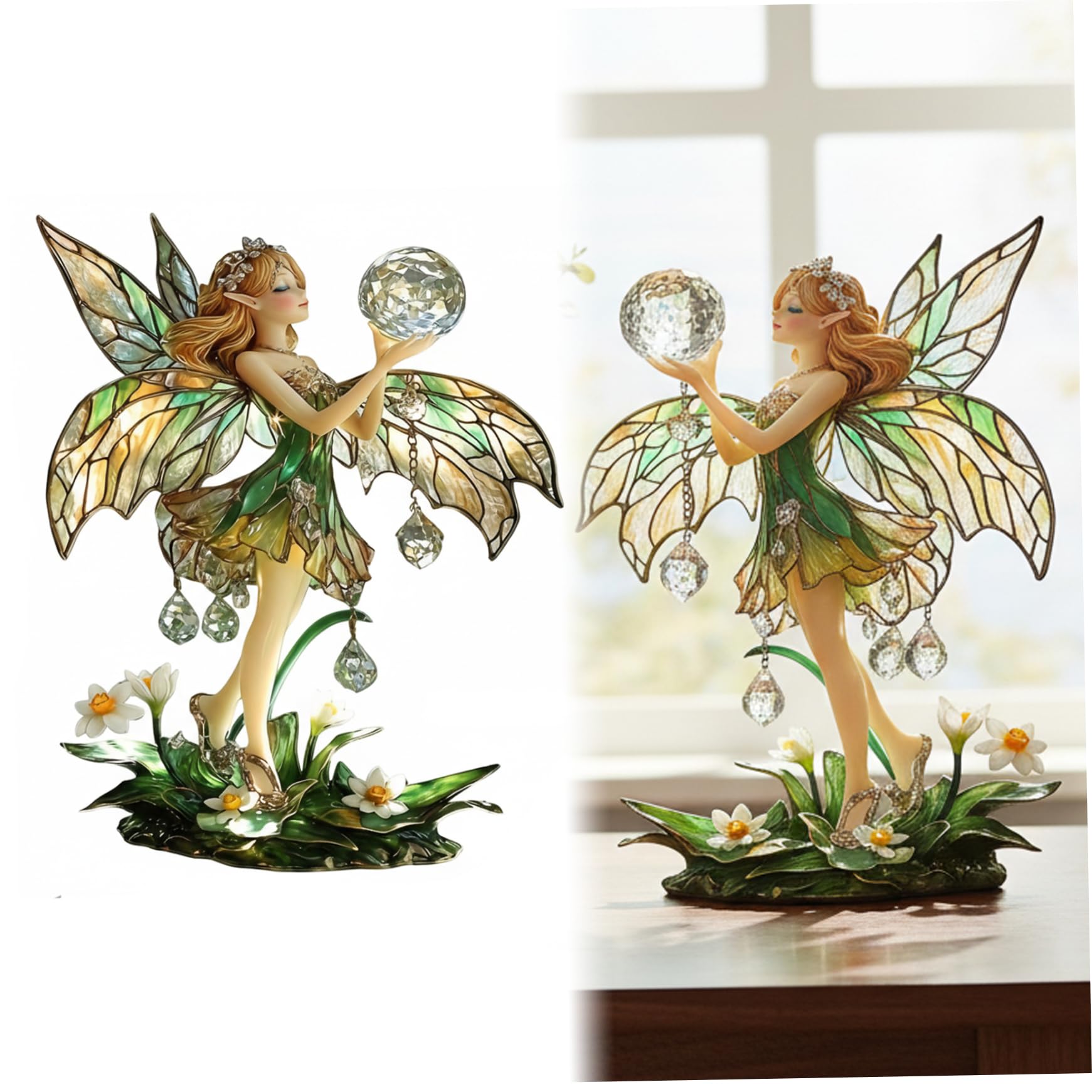 Tsawntd Fairy Figurines, Handcrafted Acrylic Fairy Statue for Home Decor, Enchanted Garden Ornament and Birthday Present Statues