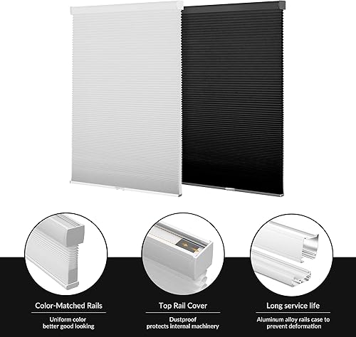 Miniatura 4 de BERISSA Persianas celulares filtrantes de luz, sin cordón, con diseño de panal para ventanas, persianas celulares a juego para dormitorio, oficina,