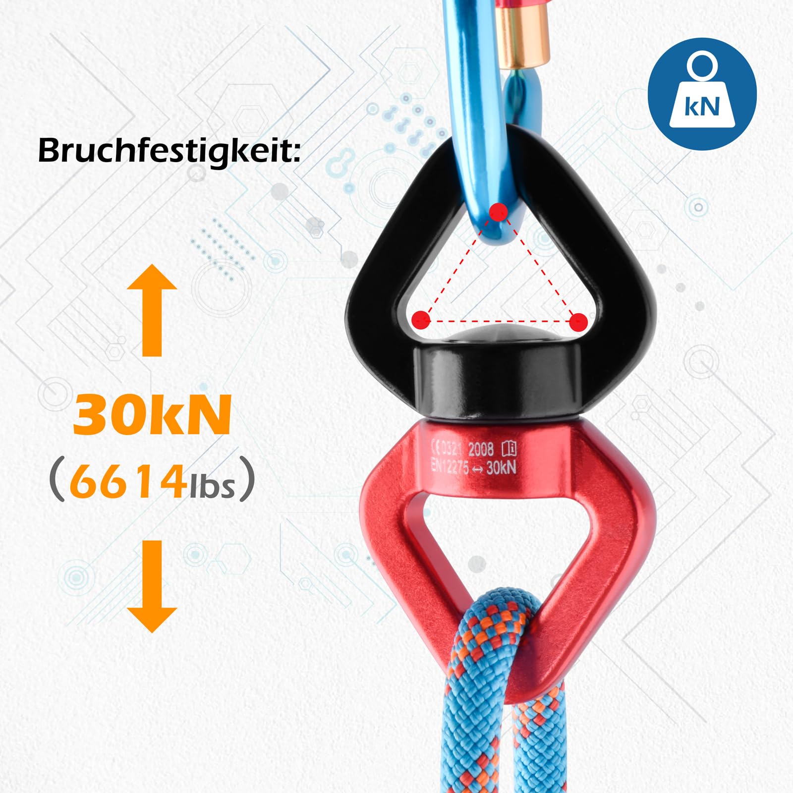 TRIWONDER 30kN 360 ° Rotator Swing Spinner Sicherheitsgerät, Rotationsgerät Karabiner für Klettern Hängematte