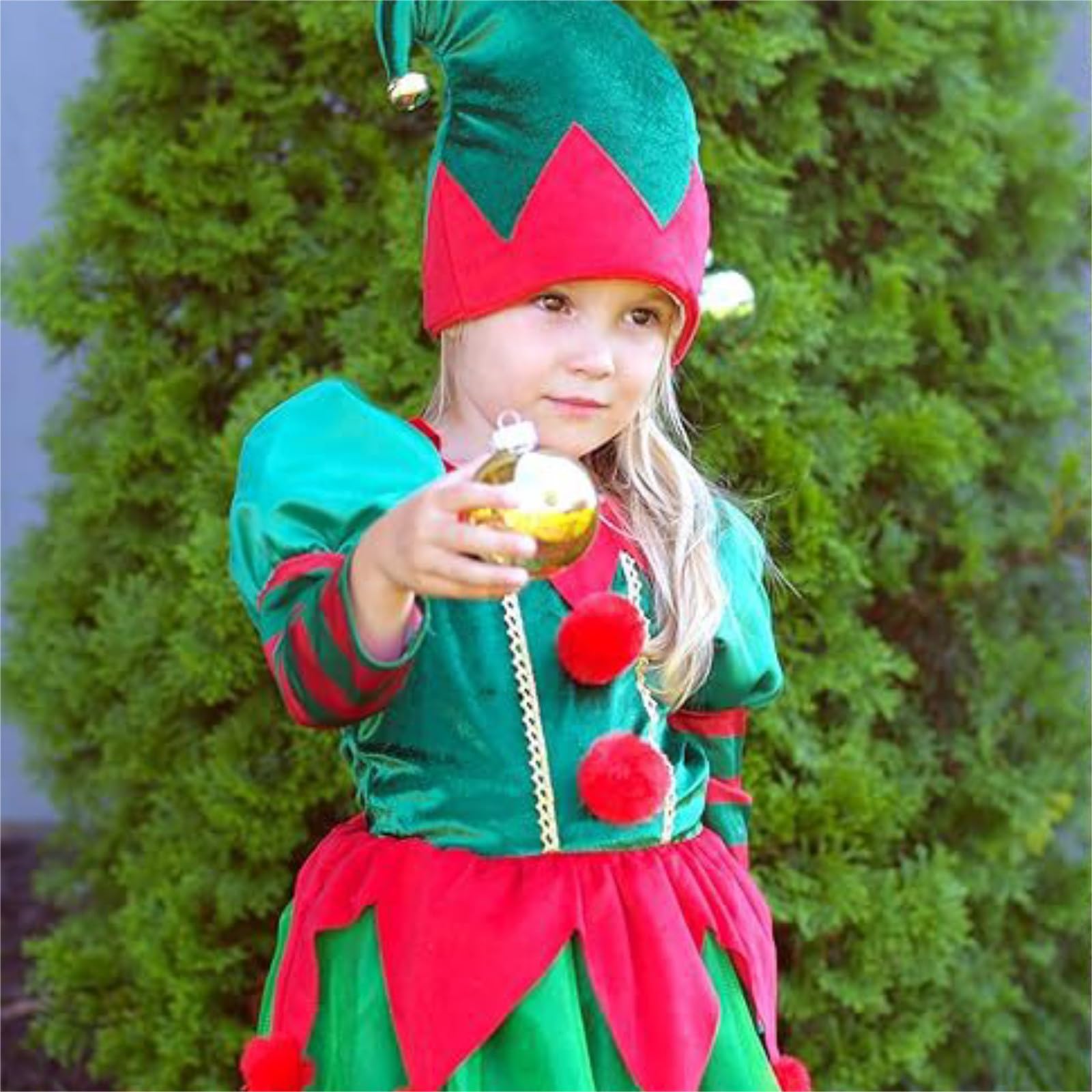Generisch Grünes Feenkleid mit Tutu-Rock für Mädchen Weihnachtsmann-Helfer Outfit Cosplay im Prinzessin Stil elegantes Spielkleid für festliche Anlässe