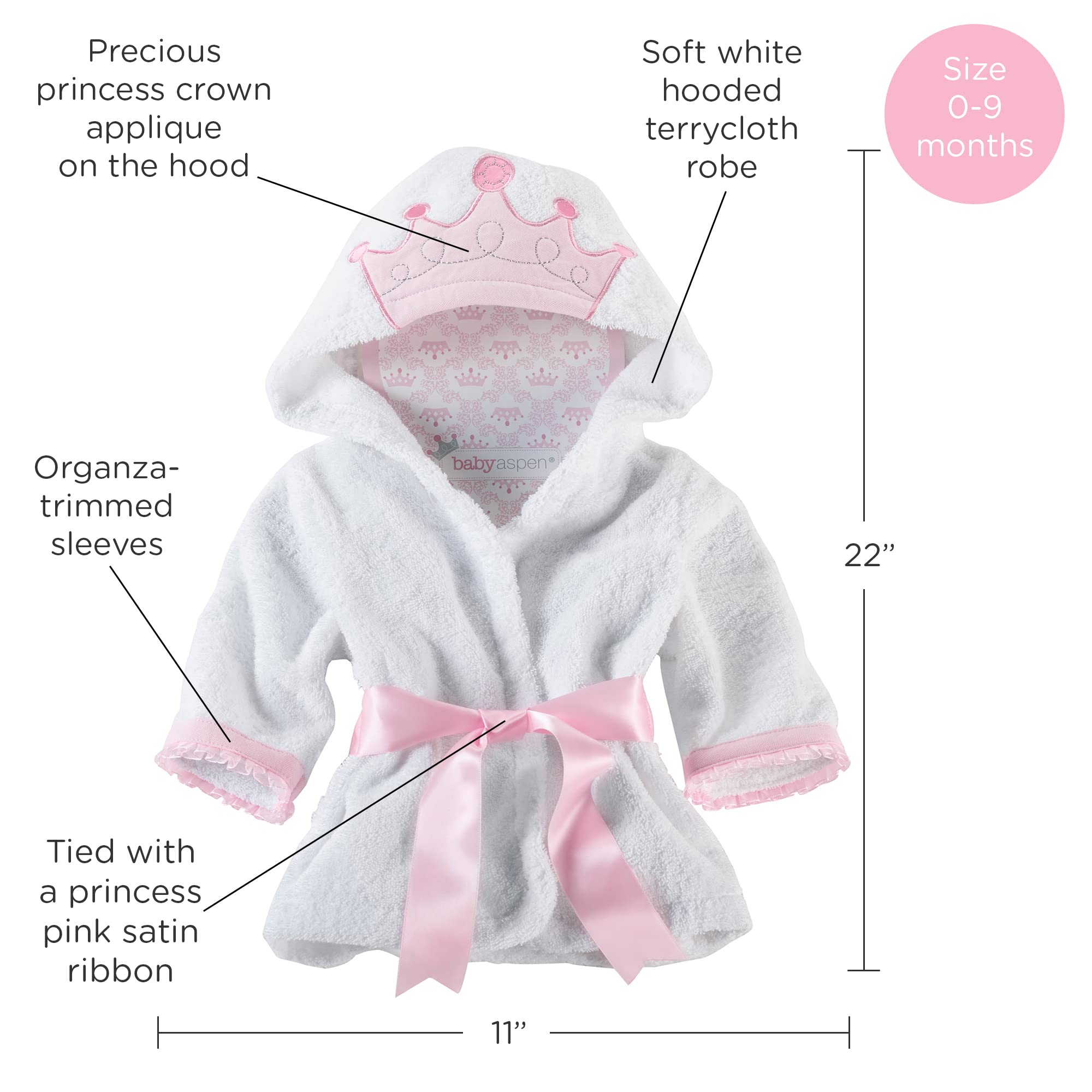 Baby Aspen Spa Bademantel mit Kapuze (Little Princess)