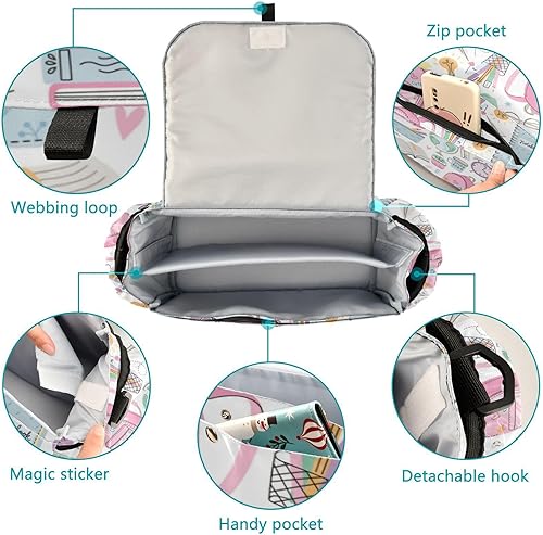 Miniatura 2 de GuoChe Stroller Organizer Diaper Bag School Stationery Colorful Diaper Caddy Organizer Car With Non-Slip Shoulder Strap & Stroller Accesorios Para