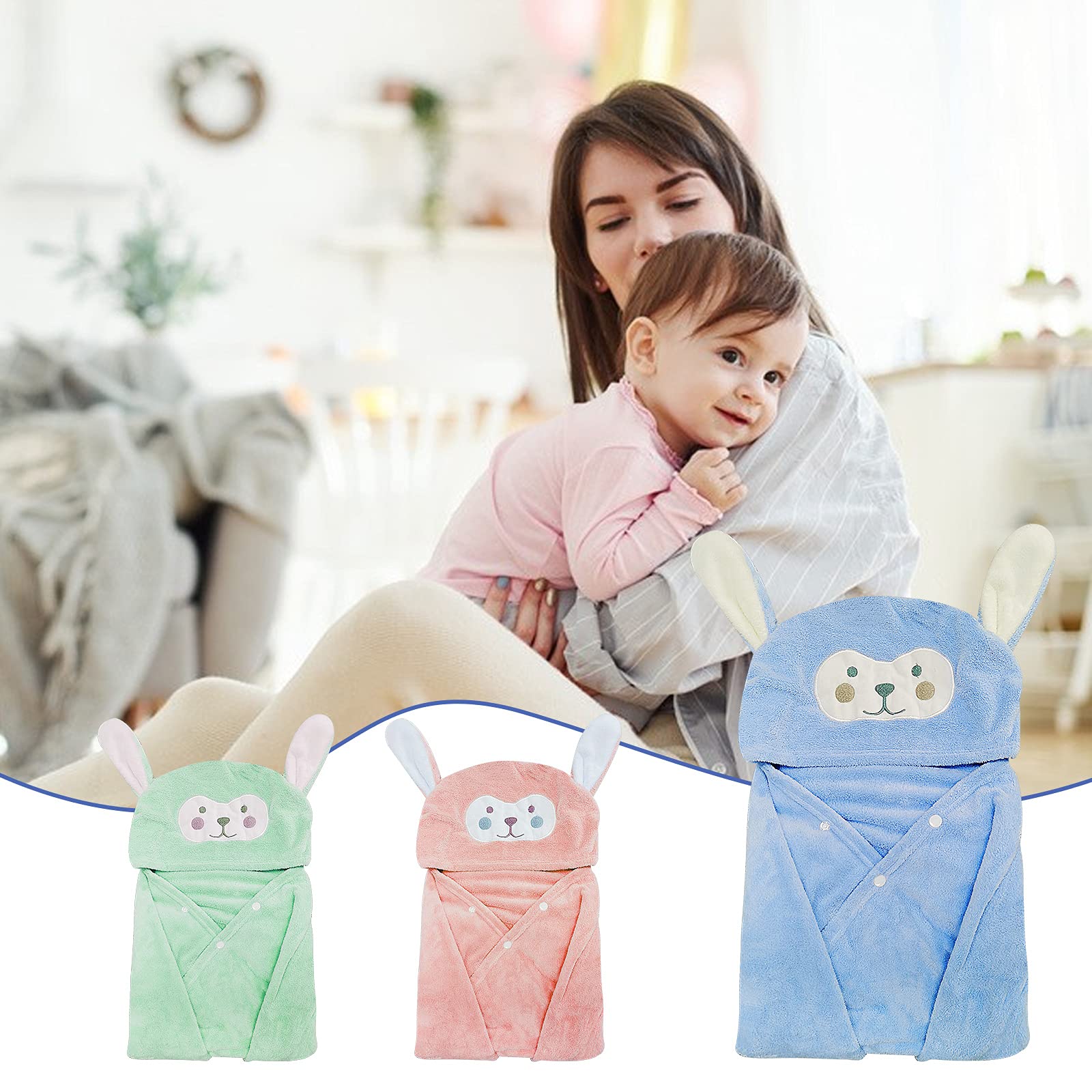 Toalla con capucha ultra suave para niños, toalla de baño altamente absorbente, manta para niños y niñas, regalo de ducha extra grande de 28 pulgadas x 55 pulgadas (verde)
