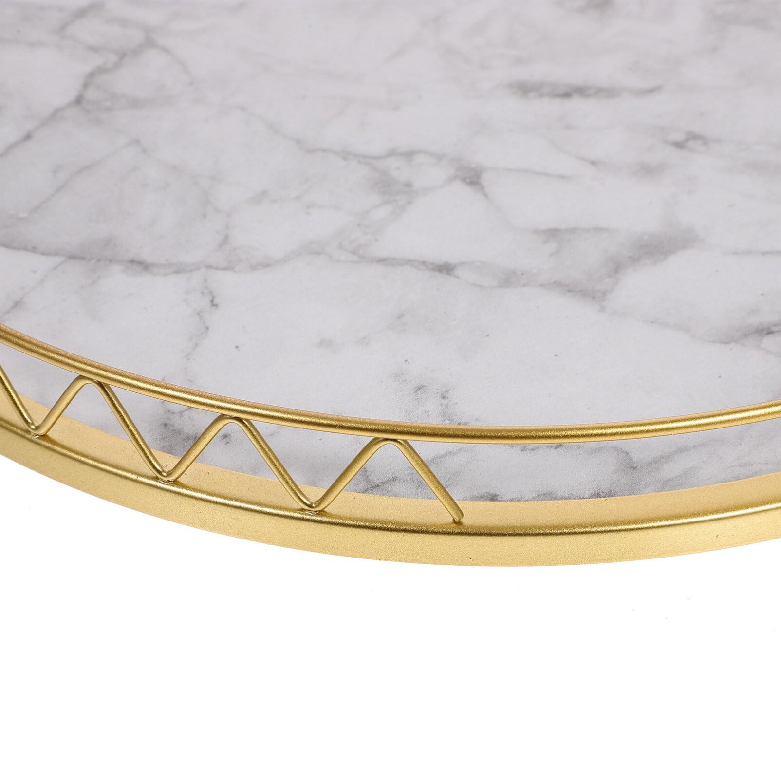 Vassoio Decorativo Rotondo in Legno e Metallo Marmorizzato | Frutta e Piante, Finitura Oro, Design Moderno Elegante per Decorazioni Domestiche