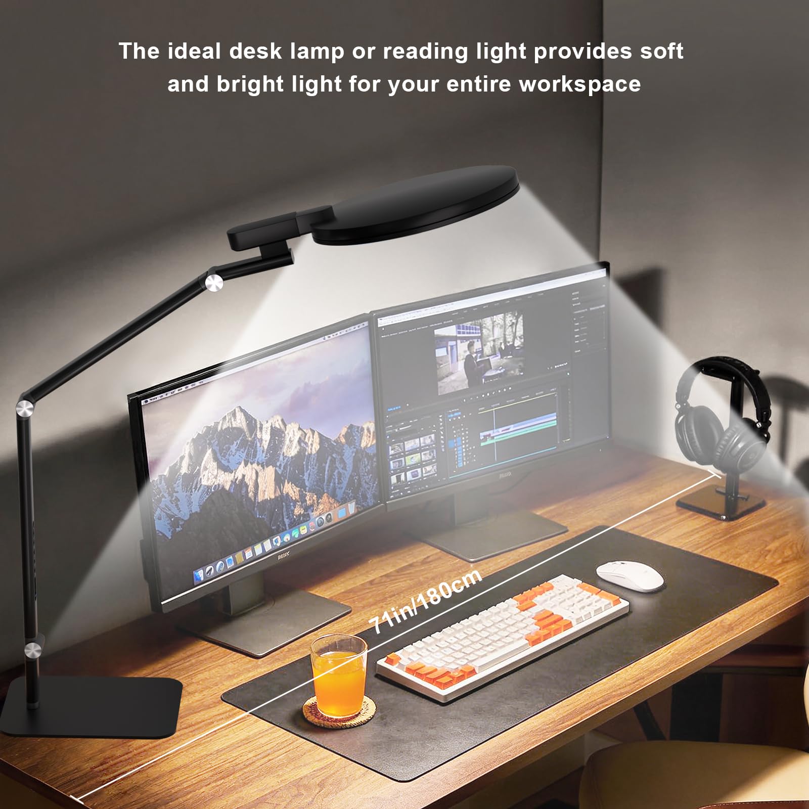 Comely LED Tischlampe Schwarz Touch Dimmbar 15W LED Nachttischlampe mit USB C Ladefunktion 2700K–6000K Ra97 Schreibtischlampe Nachtlicht für Schlafzimmer Büro Wohnzimmer