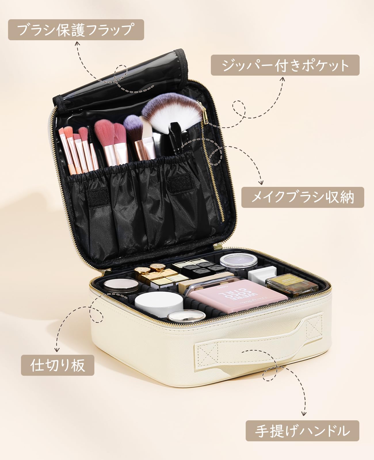 Amazon | メイクボックス 大容量 Luxspire メイクポーチ 可愛い プロ用 
