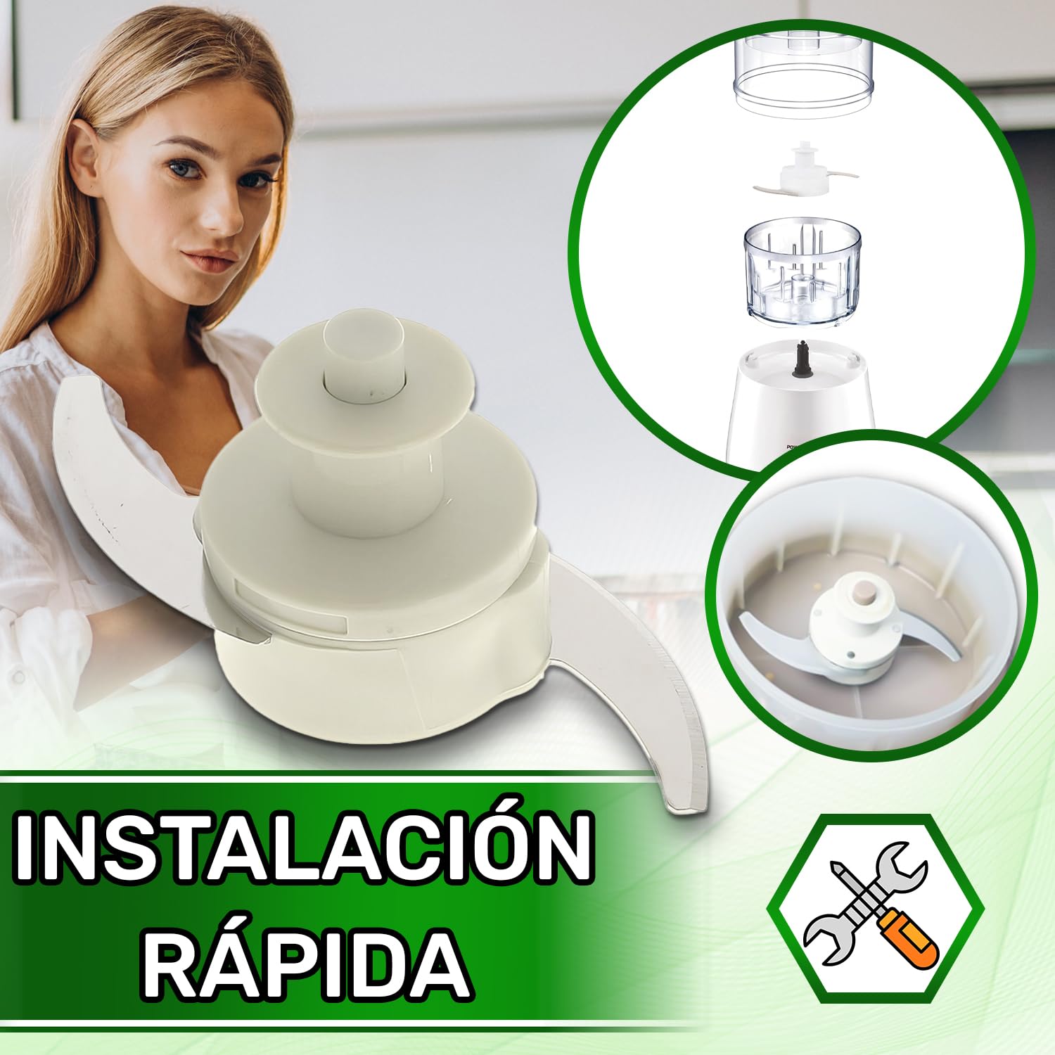 ONIX TECH Cuchilla con Código Original 5843515 para Moulinex Moulinette A643 A644 A645 - Garantía de 5 Años