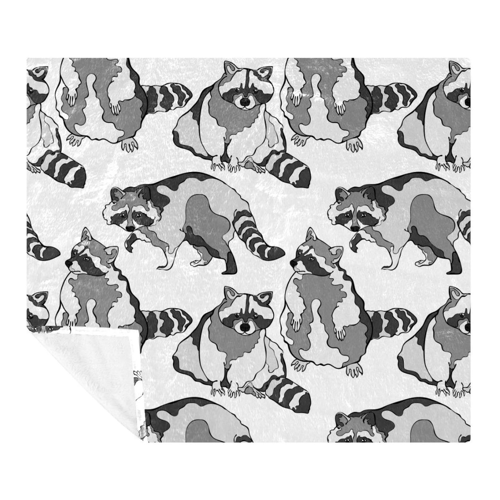 Couverture polaire douce 150x130 pour lit et sofa au motif raton laveur