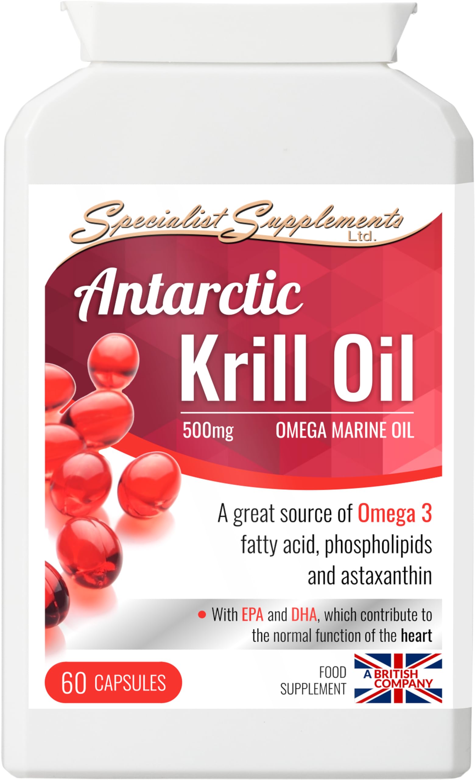 Specialist Supplements Antarctic Krill Oil, 60 Gel Capsules