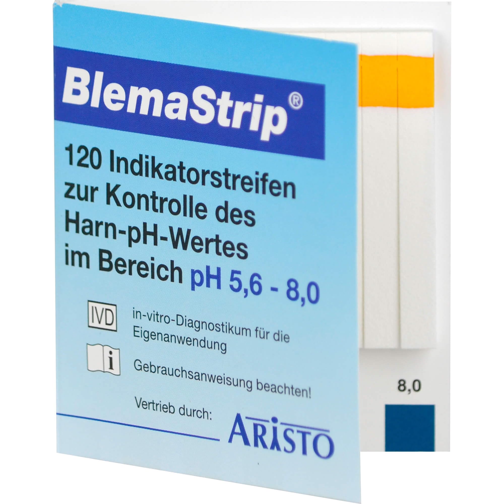 BLEMASTRIP pH-Teststreifen 5,6–8,0 (120 Stück) und BLEMASTRIP Weizen 5,6–8,0 Teststreifen (80×180)