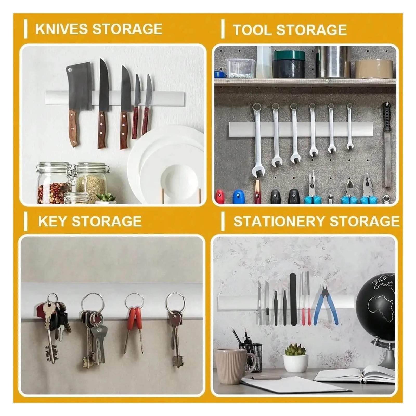 Generico Portacoltelli Magnetico, Compatibile con la Parete, Supporto Multiuso in Acciaio Inossidabile, utensile da Cucina(30x4 cm)