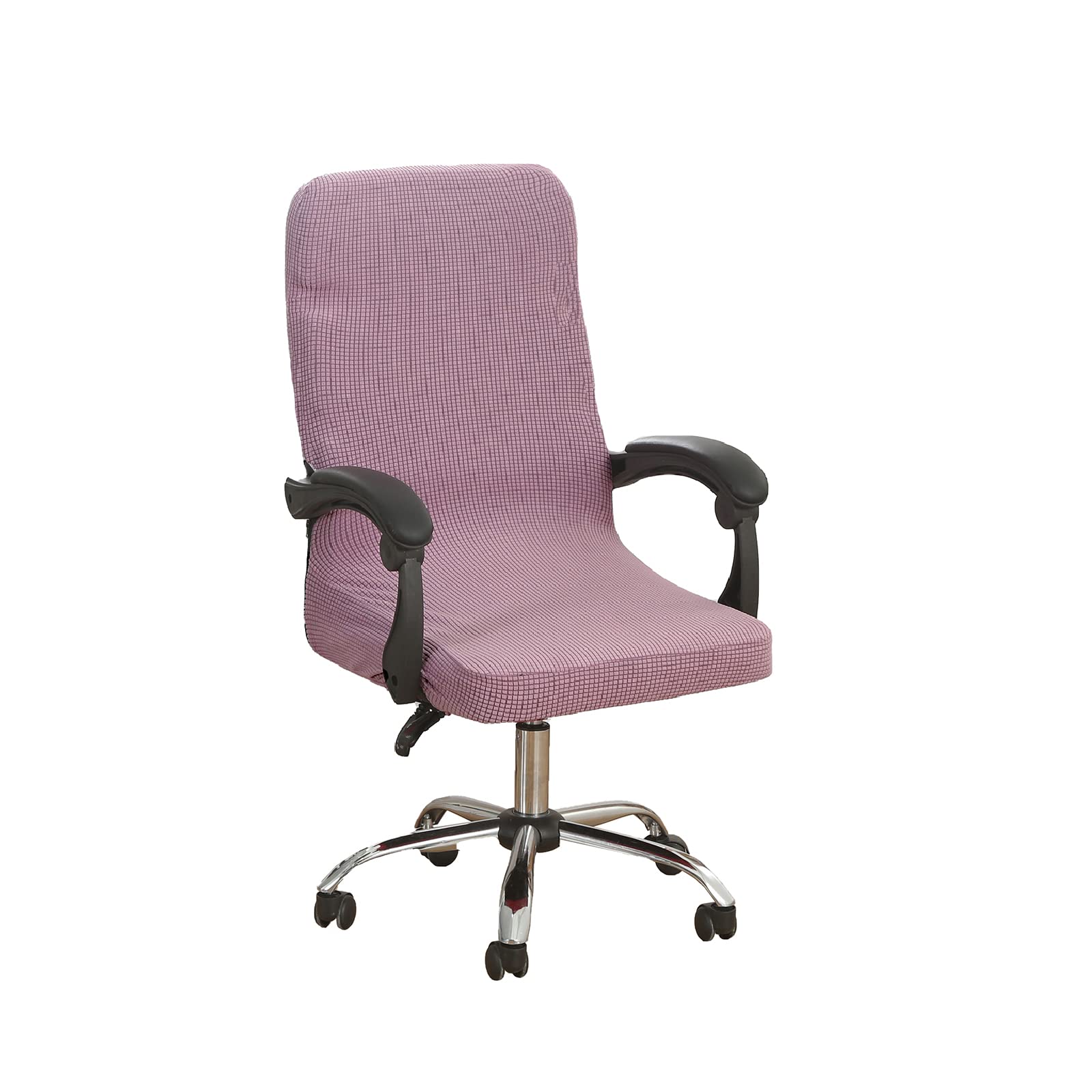 HACLEN Jacquard Office Chair Cover Stretch Boss Chair Covers High Back Desk Chair Cover Polyester Washable Slipcovers for Universal Rotating Chair Protectors -Purple-Medium