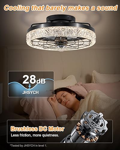 Miniatura 8 de Ventiladores de techo de discoteca con luces, 7 modos de bola de discoteca de color, ventilador de techo de perfil bajo de montaje empotrado con luz