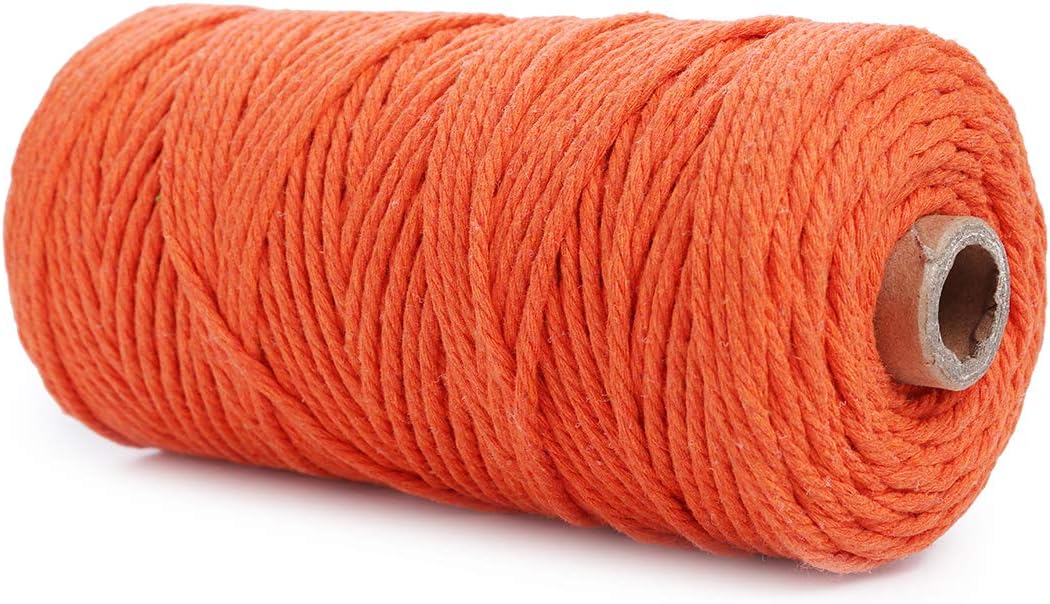 Binwat Macrame Cord Natual Macrame Cotton Cord DIY Craft Cord Spool Twine Rustic String Cotton Rope for Wall Hanging,Plant Hangers,Crafts,Knitting,Decorative Projects 3mm x100m (Orange) - Image 5