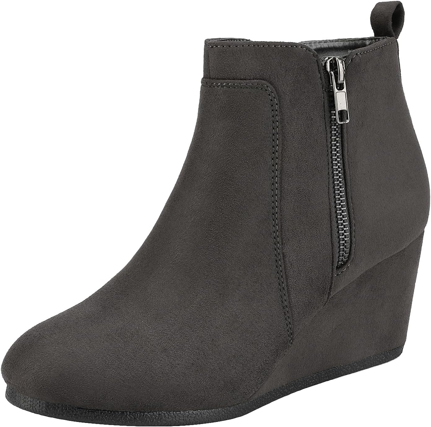 DREAM PAIRS Women's Suede Low Wedges Ankle Boots