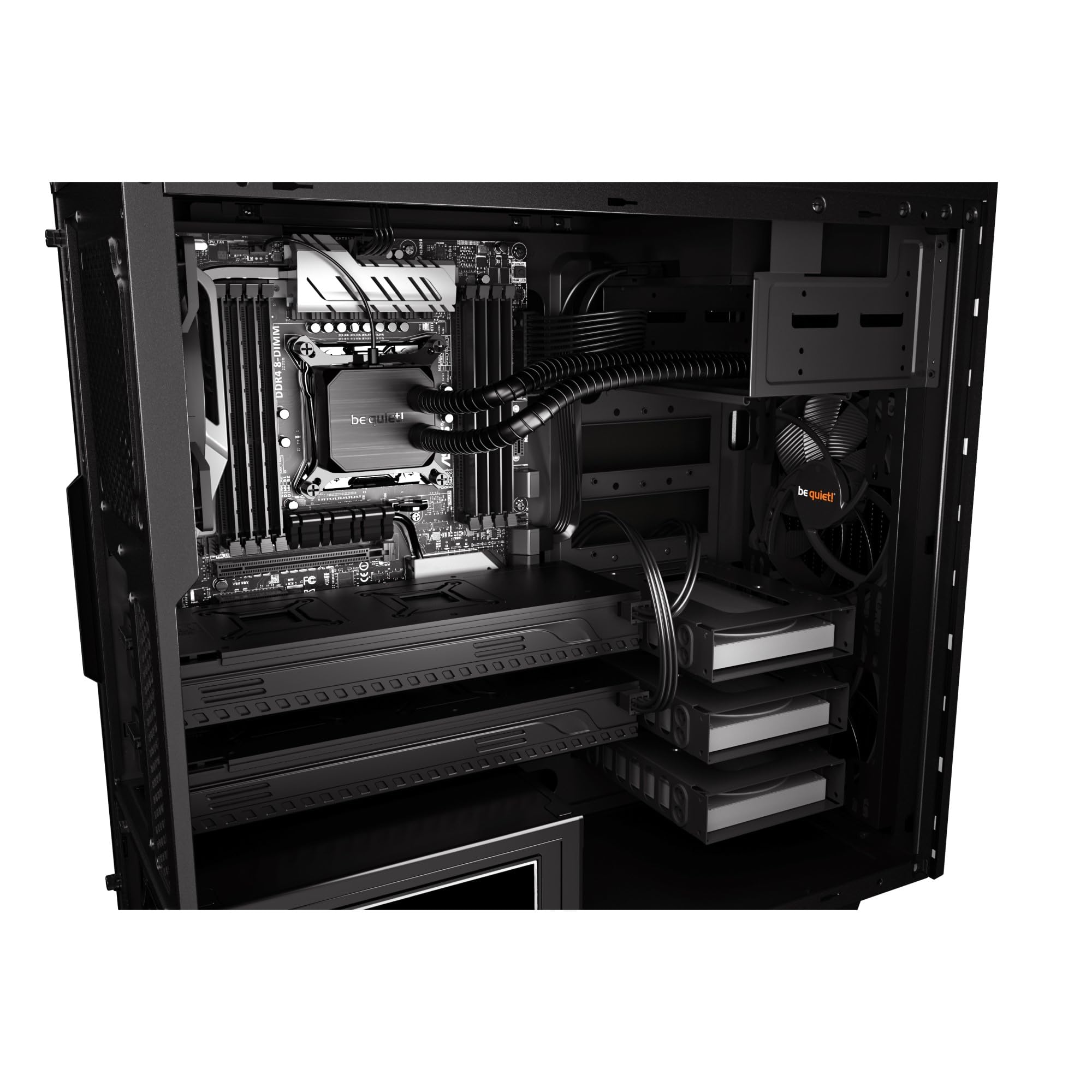 be quiet! Boîtier PC Pure Base 600 Black, 2 Ventilateurs Pure Wings 2, radiateurs jusqu'à 360 mm, Commande de Ventilateur à 3 Niveaux