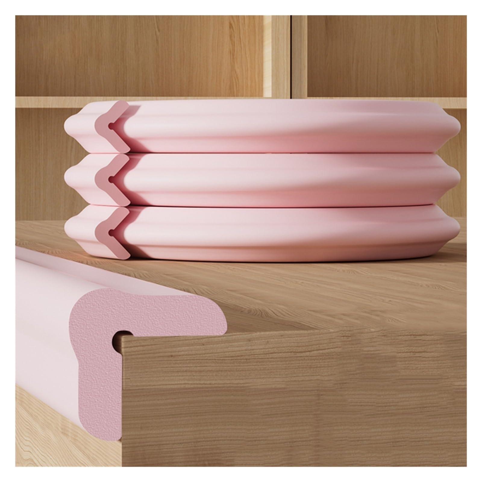 YNBSHGAA Foam edge protectors, 16mm Thick Anti Collision Corners Cushion Bumper, Self-Adhesive Safety Table Furniture Corner Protector Strip For Fireplace Desk,Pink-2m/6.56ft