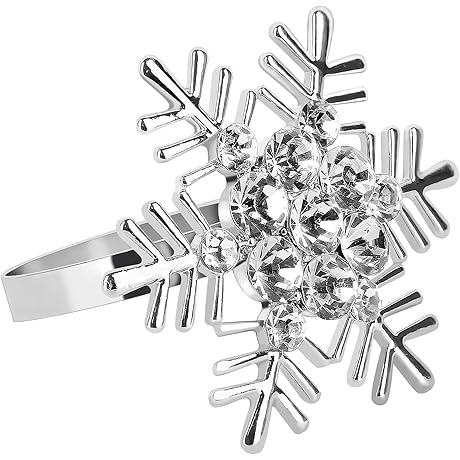 Legigo Elegant 12-Piece Christmas Snowflake Napkin Ring Set