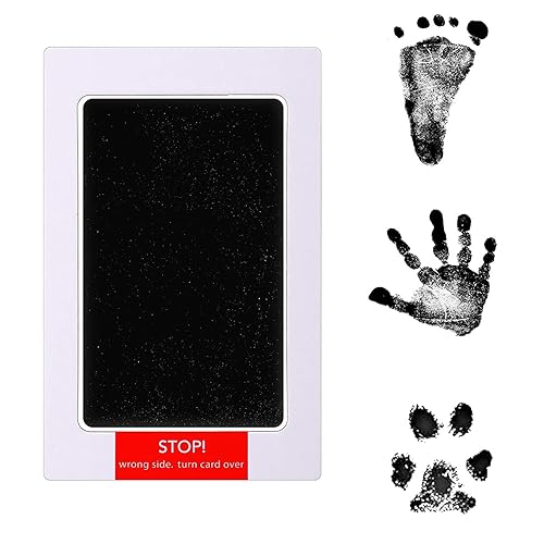 Miniatura 5 de Outus Kit de 18 piezas de huellas de manos y huellas sin tinta para bebé, 6 almohadillas de tinta seguras para manos y pies, kit de sellos de