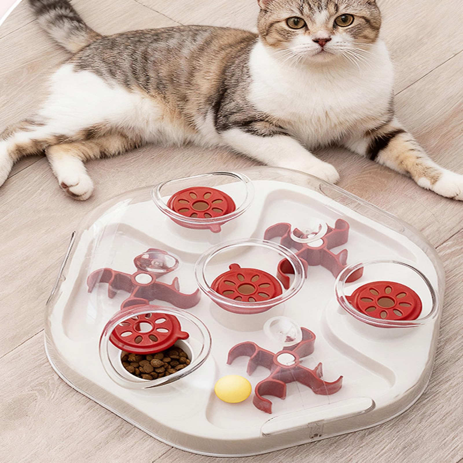 COOLHOOD Ansprechendes Spielspielzeug für Katzen mit sichtbarem Spender und Griffboden für den Innenbereich, rutschfest, Futterspender