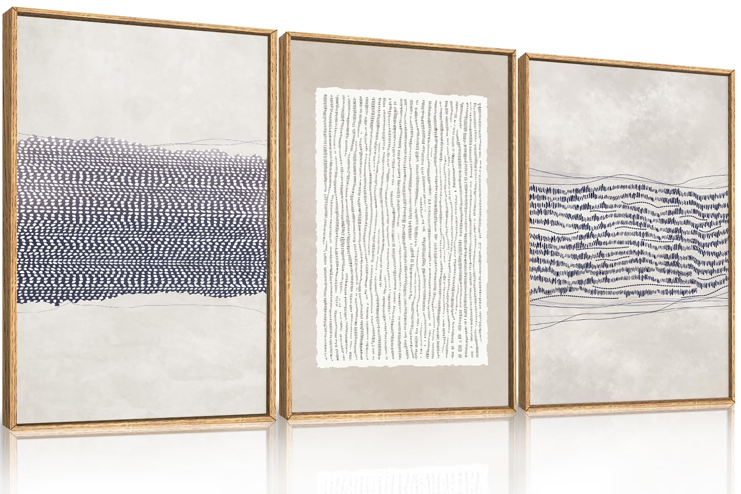View 1 of ***MISSING PARTS*** HOURIA Blue Abstract Framed Canvas Wall Art Set - 24"x36"