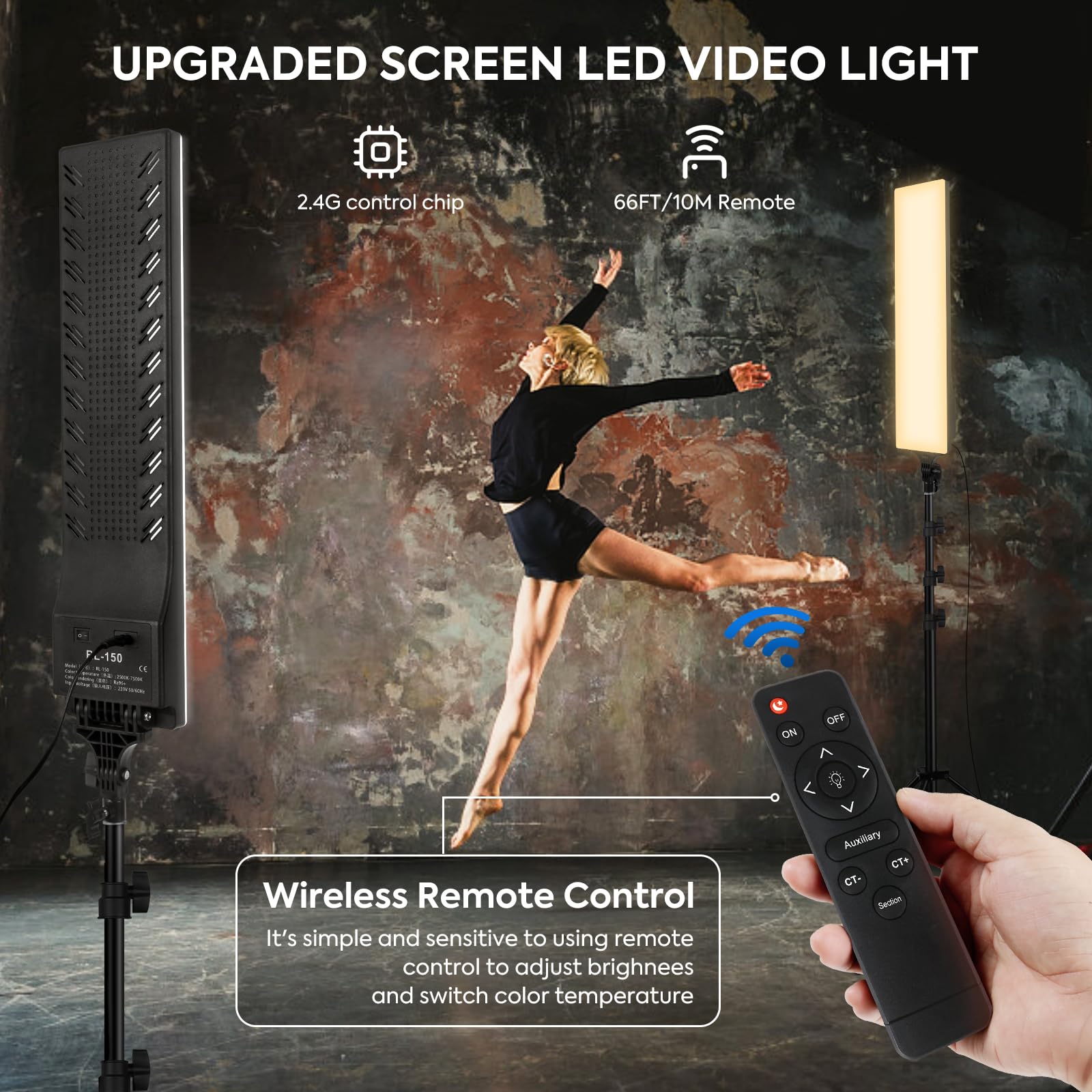 23,6 pollici LED Video Light 2-Pack Full Screen Fotografia Kit di illuminazione 2500-7500K Dimmerabile Photo Studio Luce Streaming Luce con telecomando e 2 m Stand per Filmare YouTube TikTok Video