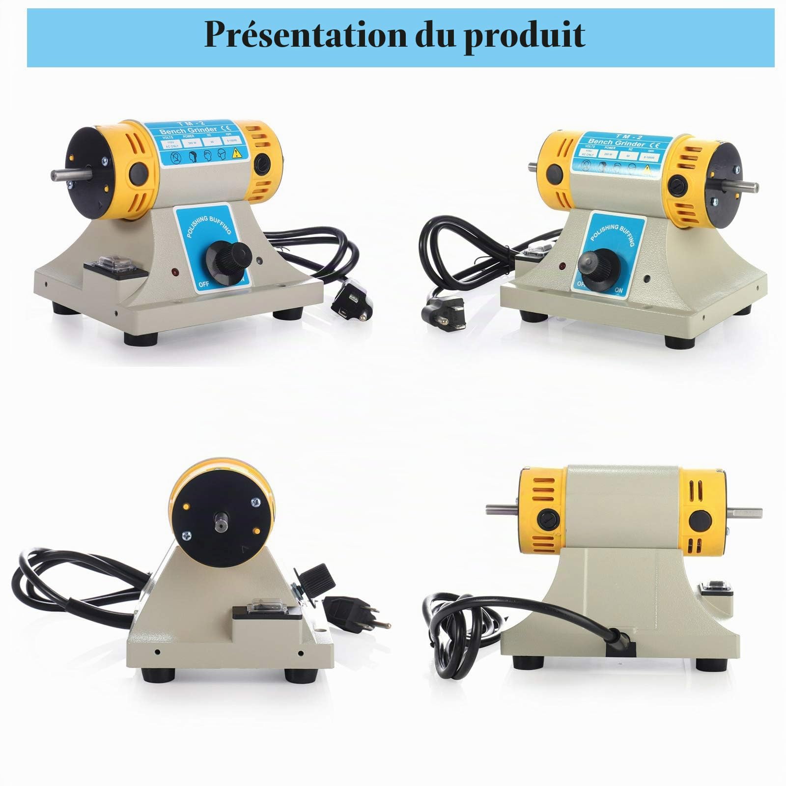 Polisseuses électriques, Machines de polissage, polisseuse de banc 350 W, mini bijoux polissage de roches polissage, kits d'outils de bureau, vitesse variable 0 ~ 10000 tr/min, bricolage Rock Gem Jade