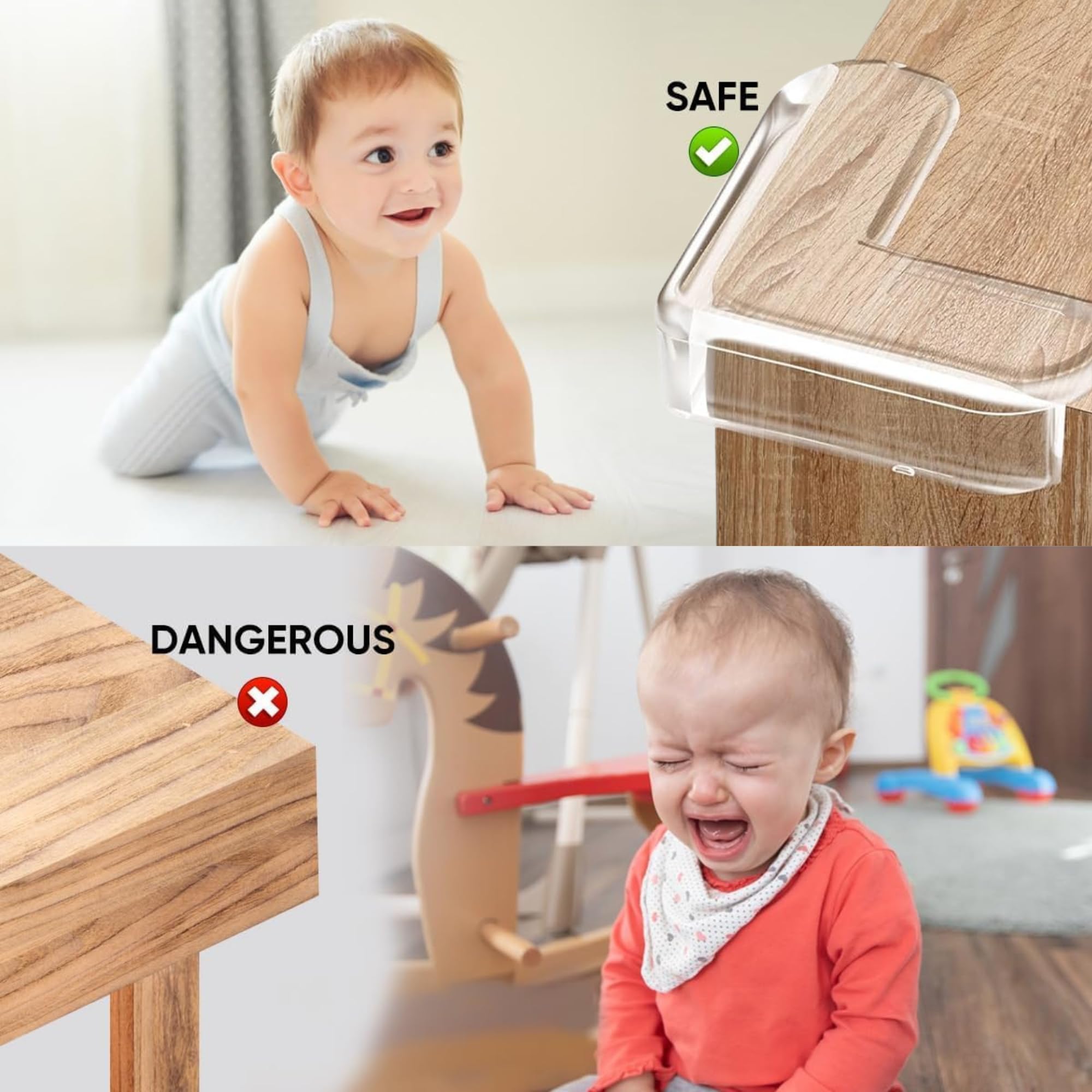 QUALIFT 8pc Transparent Table Corners Edge Protector - Durable, L-Shaped Baby Proofing for Safety Against Sharp Furniture, Strong Adhesive Soft Silicone Guards, Baby Proof Essentials for Growing Kids - Image 9 thumbnail