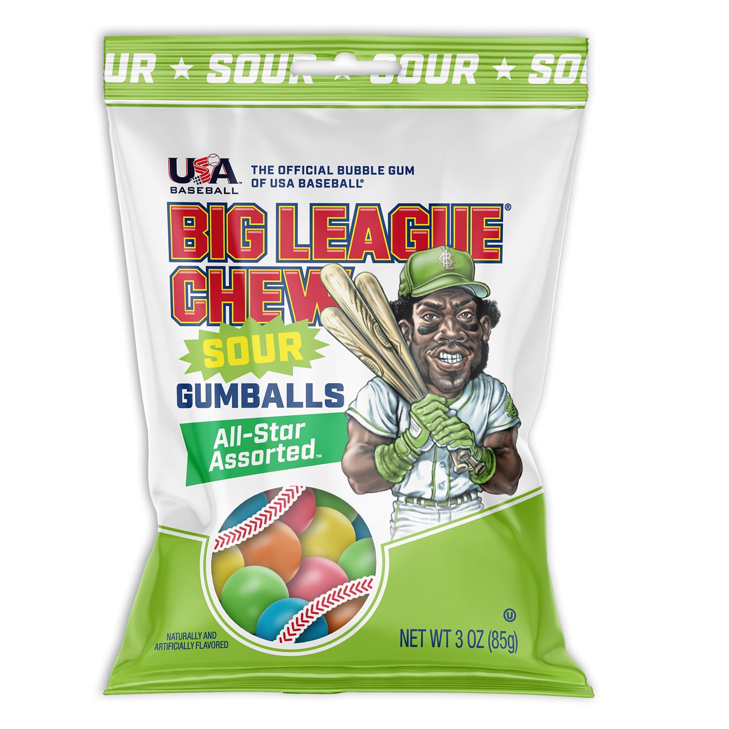 New! Big League Chew Sour Gumballs Pack of 12 Bags (3oz Each) - Image 5