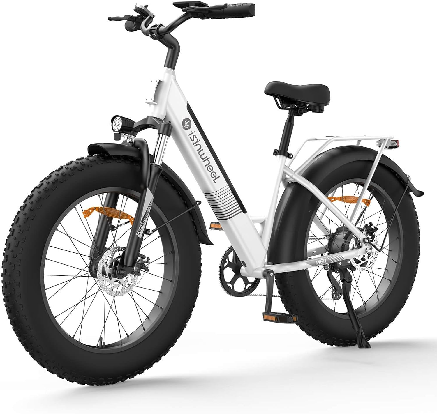 isinwheel M60 Electrical Bike for Adults 750W 28mph Ebike with 48V 13Ah Detachable Battery, USB Charging Port, 7 Pace Gearshift, 26″×4″ Fats Tire Electrical Bicycles, Step Through Cruiser E Bike