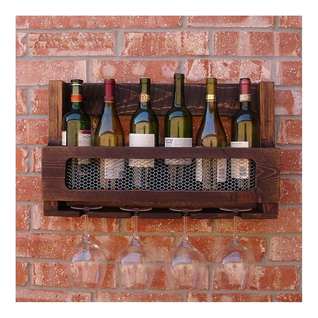 Porte-verres à vin suspendu en bois massif, étagère murale d'exception 60cm