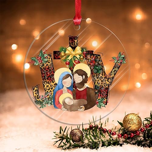 Swavecat Adorno de Navidad, Biblia religiosa, alegría, árbol de Navidad, adorno colgante de leopardo, a cuadros, belén, suministros de fiesta de Swavecat Adorno de Navidad, Biblia religiosa, alegría, árbol de Navidad, adorno colgante de leopardo, a cuadros, belén, suministros de fiesta de