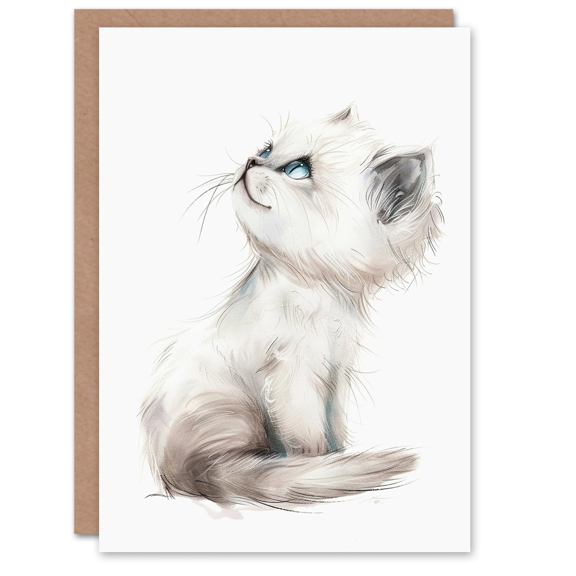 Artery8 Cute Fluffy Ragdoll Kitten Baby Cat Lover For Her Woman Birthday Card