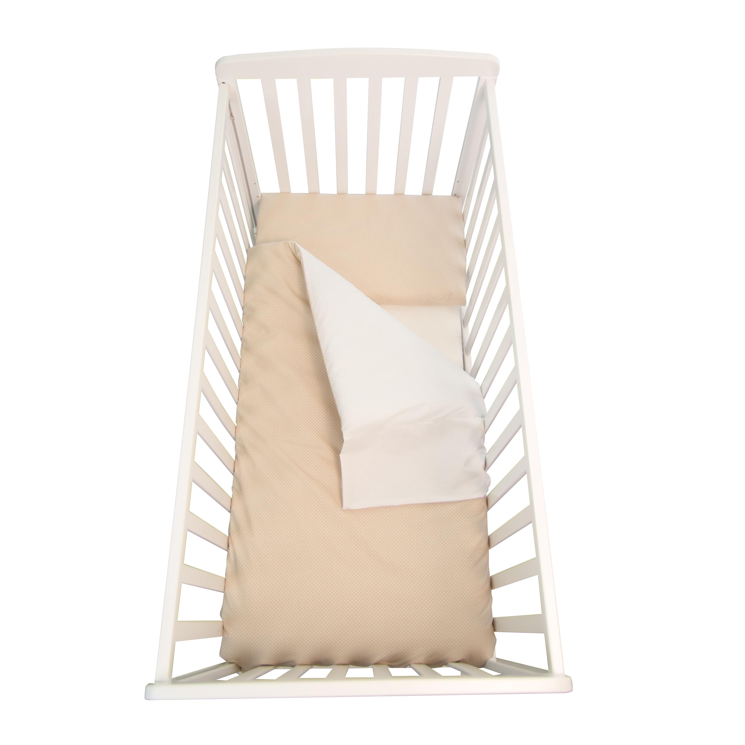 Corredo Completo Culla Neonato 3 Pezzi POIS NOCCIOLA, Set Biancheria Lettino con Sacco Piumino, Imbottitura e Federa, 100% Cotone Ipoallergenico, Made in Italy