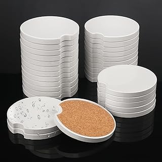 30 PCS 2.56 In Sublimation Car Coasters, Auto Coasters for Cup Holders, Auto Cupholder Coasters with Finger Notch and DIY Personalization Option,Keep Car from Cold Drink Sweat Stain Spill,by GNIEMCKIN