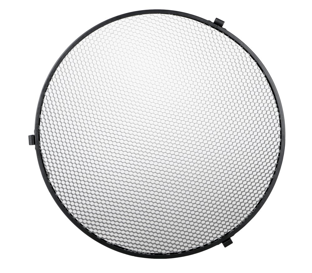ayex Beauty Dish Chauffe-lumière en Forme de L Argenté 42 cm avec Support en nid d'abeille et diffuseur