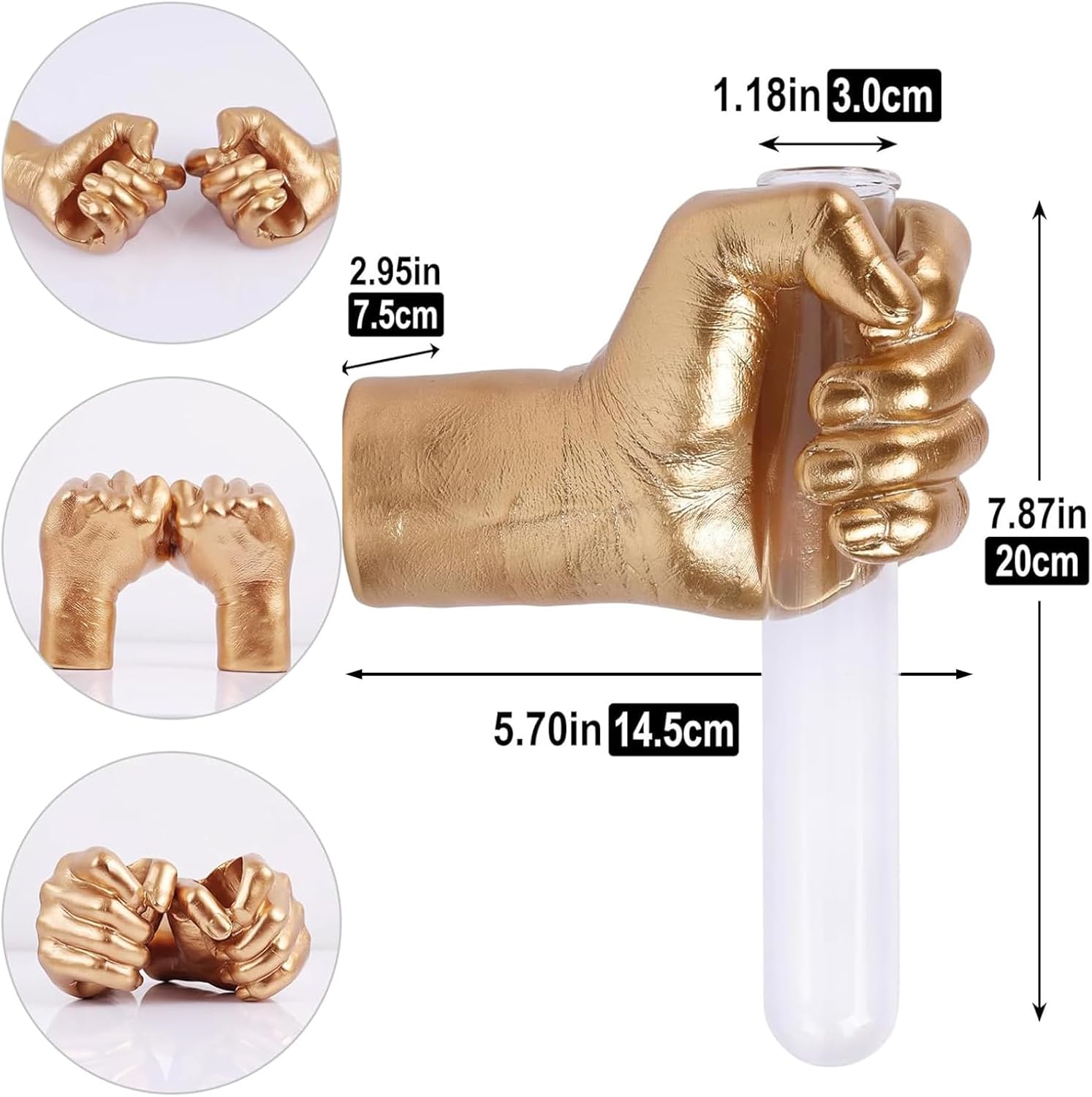 2Pcs Resin Wall-Mounted Hand Test Tube Vase | Gold Wall Decor, Wall Vase & Art, Home Decor, Maximalist Decor & Unique Wall Decor, Wall Planter for Living Room, Entryway & Office, Plant Holder