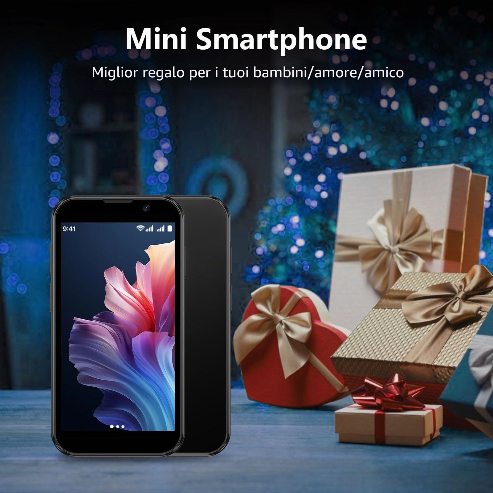 Mini smartphone con touch screen HD da 3,0", mini telefono Android sbloccato, riconoscimento facciale, Wifi, GPRS, corpo ultrasottile per bambini, cellulare con Quad-Core Rosa