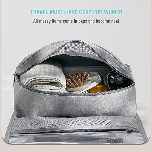 Miniatura 6 de L&FY Neceser de viaje, neceser de viaje para mujer, grande, multifunción para maquillaje de tamaño de viaje, cosméticos, artículos esenciales con