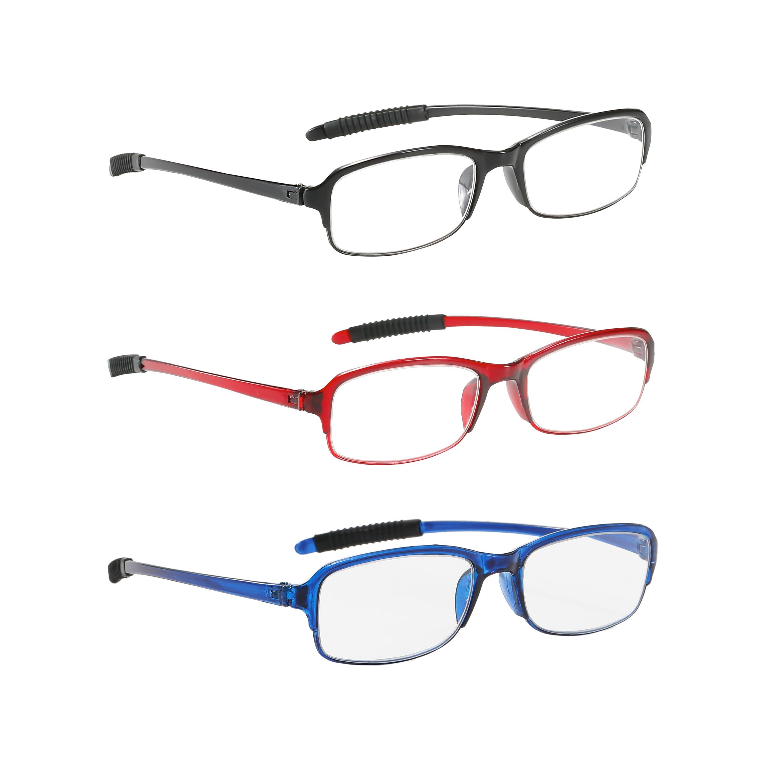 PROFLEX Gafas de lectura flexibles (paquete de 3), antichoques, antiarañazos, antideslizantes, unisex (mujeres y hombres), colores variados, graduación +1,0, +1,5, +2,0, +2,5, +3,0, +3,5, +4,0