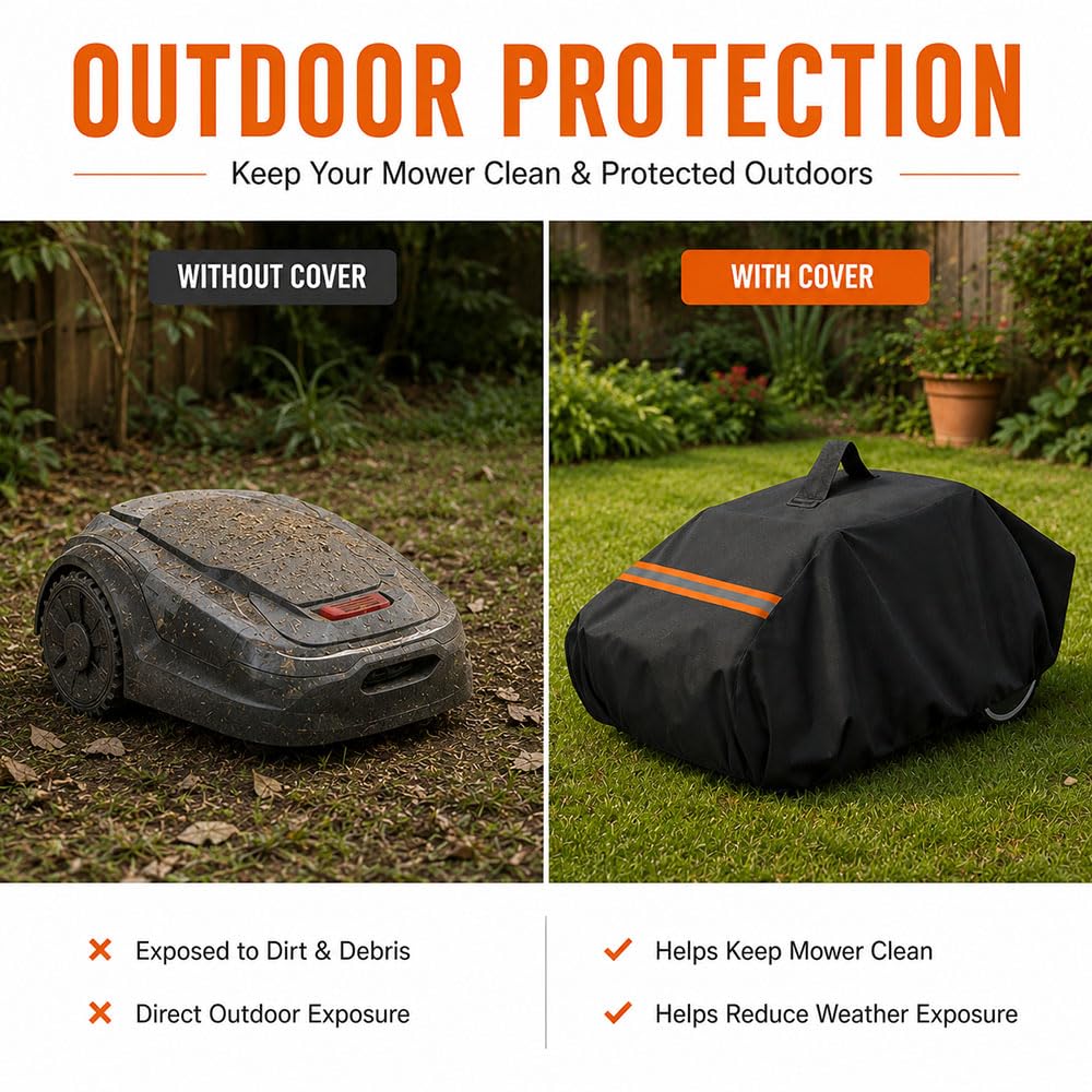 Funda para Robot Cortacésped para Yard Force Classic 300B, Cubierta Protectora Impermeable Oxford 600D con Cordón