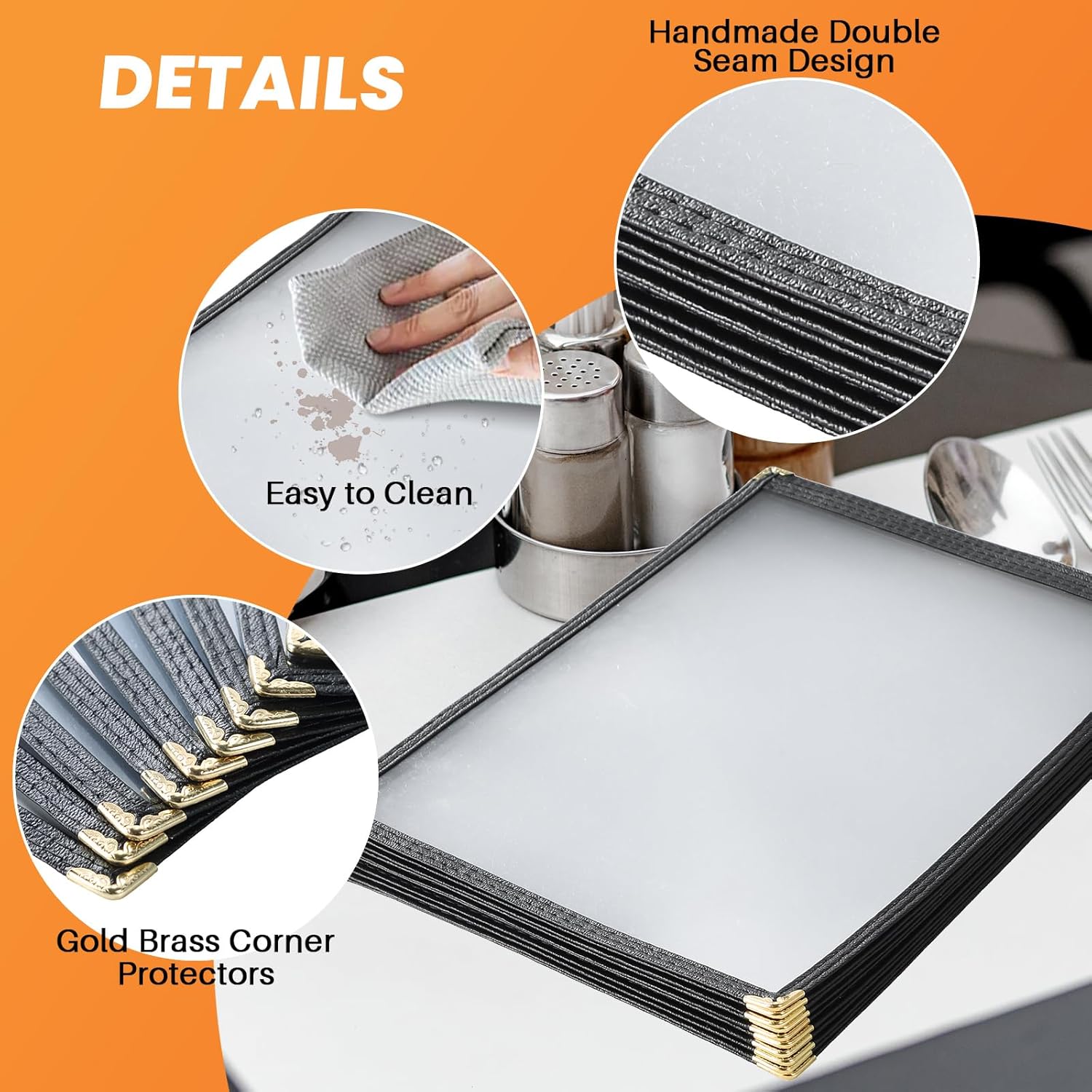 MAOPINER Set of 10 Menu Covers 8.5 x 11 | 2 Pages 4 View Restaurant Recipe Menu Covers, Best Menu Books and Restaurant Supplies for Kitchen, Drink, Wine Menu Covers (8.5"x 11" (2 Pages, 4 View)