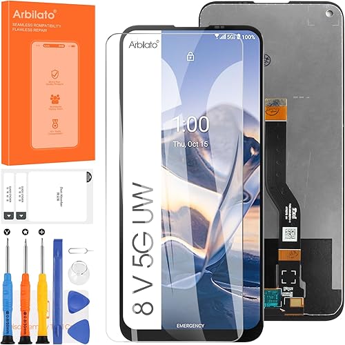 Pantalla para Nokia 8 V 5G UW Reemplazo de pantalla para 8 V 5G UW LCD TA-1257 Pantalla táctil Digitalizador Asamblea piezas de reparación (negro)