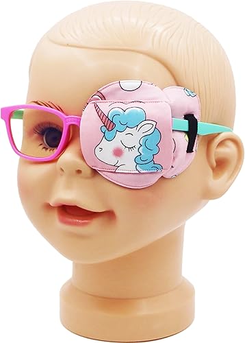 Astropic Parche de algodón 3D y seda para niños, parche de ojos para niñas para gafas  Parche médico para niños con ojo perezoso (unicornio azul,