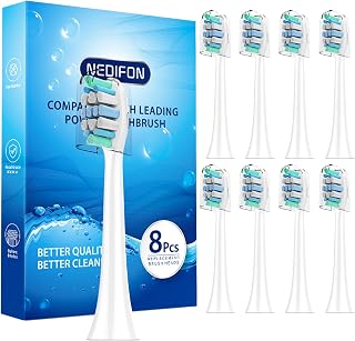 Replacement Toothbrush Heads Compatible with Sonicare Electric Toothbrush(Individually Packaged with Hygienic Cover),8 Pack Replacement Brush Heads for Phillips Sonicare Snap-on Handles (8 Count)