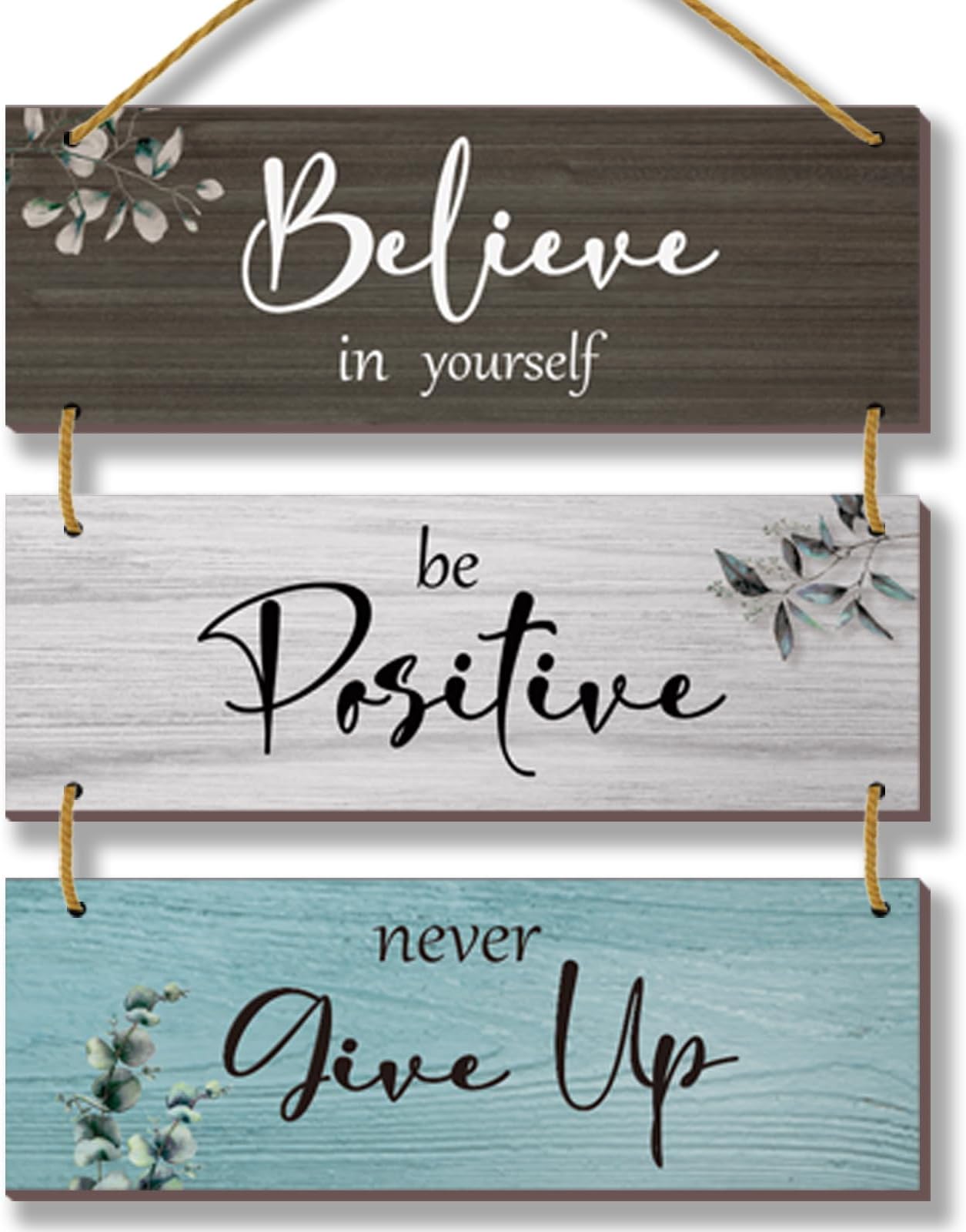 3 Pcs Office Wall Decor Inspirational Rustic Office Decor Motivational Wall Plaques With Sayings Wooden Farmhouse Positive Hangings for Home Bathroom Bedroom Kitchen(Fresh 12x4")