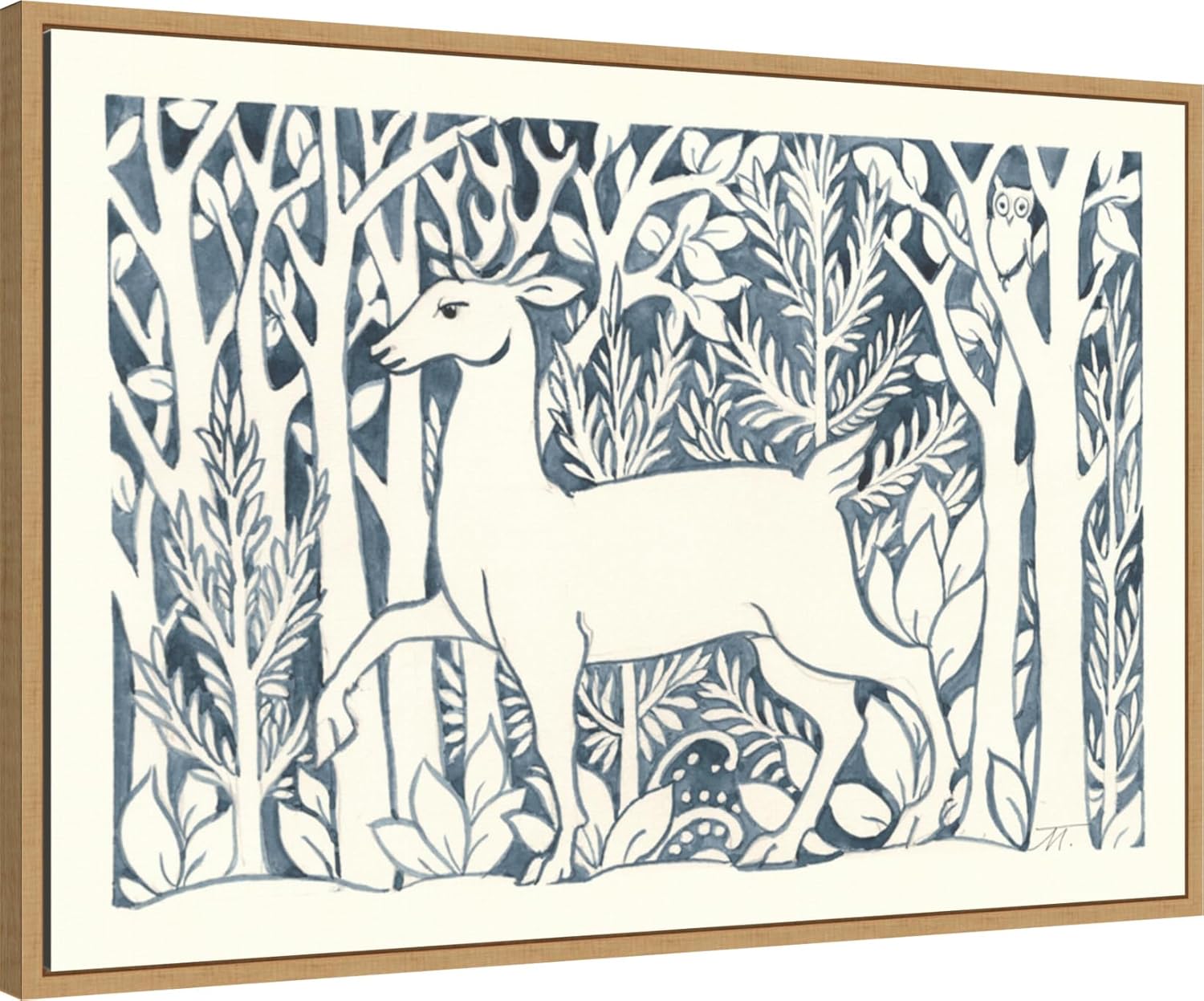 Amanti Art Framed Canvas Wall Art 23x33 Forest Life V Deer by Miranda Thomas, Framed Wall Art Canvas, Animals Artwork, Modern Decor, Large Poster Painting for Living Room, Bedroom, Bathroom, Kitchen,